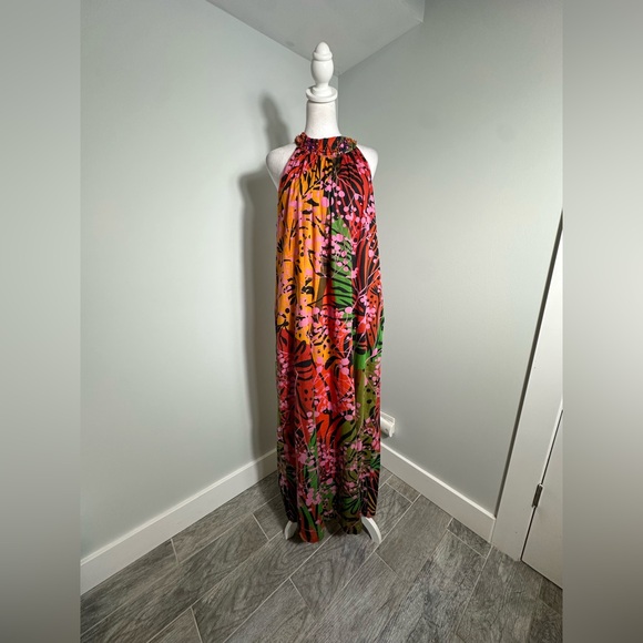 Roopa Pemmaraju X Anthropologie Floral Maxi Halter Beaded Colorful Dress Size XL - Picture 5 of 17